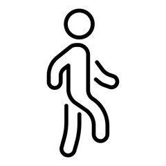 Man calmly walks line icon. Rules of the road, one-way traffic, pedestrian crossing, danger on the road. Safety security. Vector line icon on white background