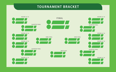 Simple green colored tournament bracket. Suitable for sports match, tournament, competition, and championship. - obrazy, fototapety, plakaty
