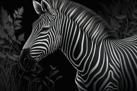 Fabulous seamless black and white zebra print. Generative AI