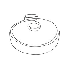 Vector drawing of the contour of an automatic robot vacuum cleaner. Vacuum cleaner in one line. Vector