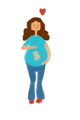 Pregnant woman with baby
