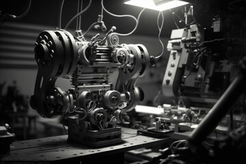 Fototapeta na wymiar high detail fantasy futuristic robot engine manufacture generative ai