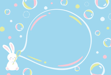 vector background with soap bubbles and a rabbit for banners, cards, flyers, social media wallpapers, etc.