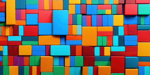 Abstract background with colorful painted wooden blocks. Generative AI