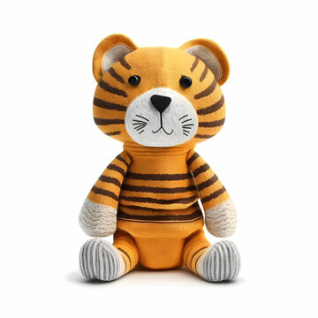 Tiger Isolated White. Generative AI