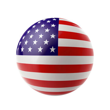 3d ball with USA flag printed on