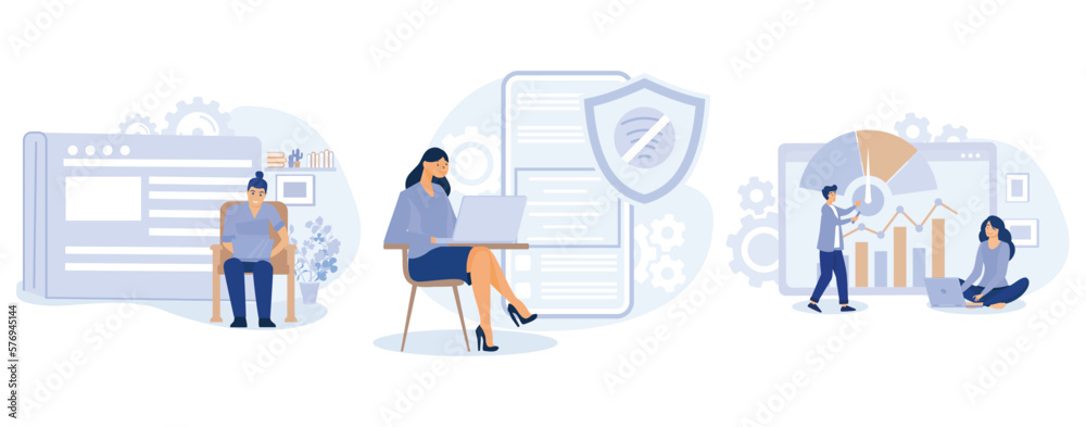 Poster web development concept, single page application, progressive web app, benchmark testing, responsive