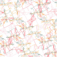 Doodles seamless pattern. Doodle lines ornamental trendy background. Rough line design.