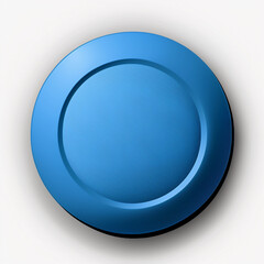 Blue button isolated on white background, AI generated