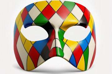 Harlequin carnival mask isolated on white background, AI generated