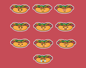 Hot Dog Cute Vector Icon Design