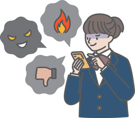 SNSで悪口や中傷を投稿をする女の子