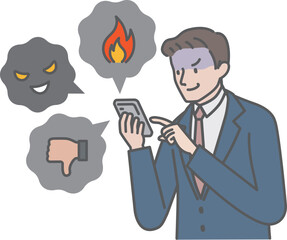 SNSで悪口や中傷を投稿をする男性