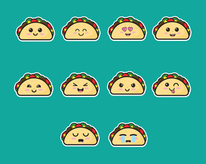 Tacos Cute Vector Icon Design