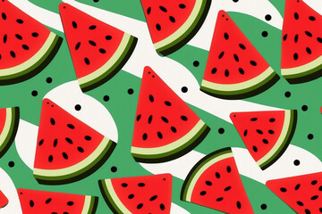 watermelon pattern illustration background, AI generated