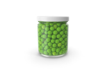 glass jar with green peas