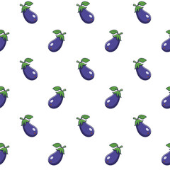 Cute Eggplant seamless pattern in doodle style. Vector hand drawn cartoon Eggplant illustration.