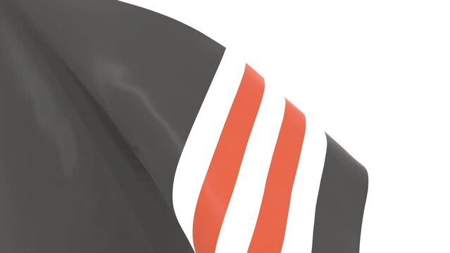 Waved flag textured by Cleveland Browns american footbal team uniform colors. 3D render