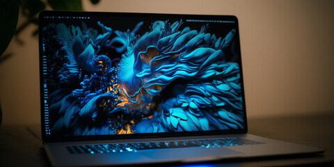 Blue Macbook Display, Colorful. Grafik Design, Webdesign