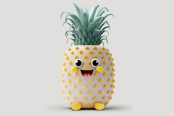 cute smiling yellow pineapple