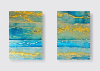 Abstract ocean art banners set. Natural Luxury.