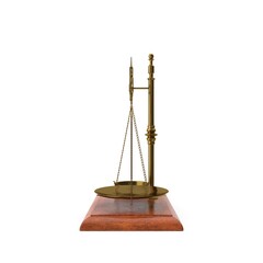 Gold brass Antique balance Scale isolated on white background. 3d render illustration