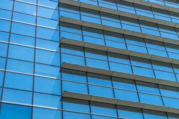 Close-Up of Modern Office Buildings in city of China.