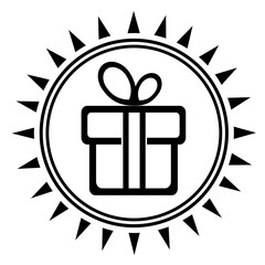 Vector illustration, logo, gift icon in a round frame. Isolated on a white background.