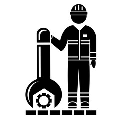 Vector illustration, web icon of a construction contractor. Wrench. Industry and repair. Isolated on a white background.