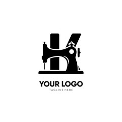 Letter K Sewing Machine Logo Design Vector Icon Graphic Emblem Illustration Background Template