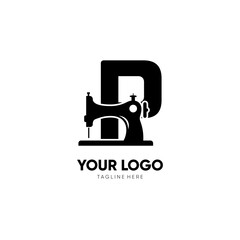 Letter P Sewing Machine Logo Design Vector Icon Graphic Emblem Illustration Background Template