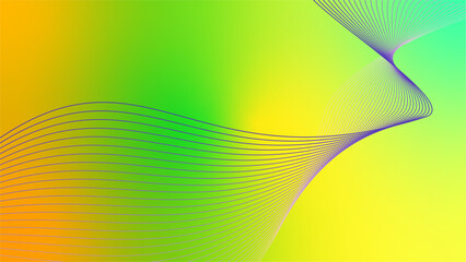 Green yellow orange purple tech wavy lines color gradient background 