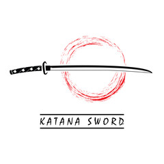 Katana sword logo, vintage vector illustration,  design modern japanese sword of katana logo concept
