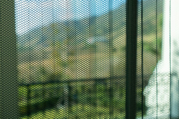 Pleated insect screen mosquito net on house window protection against insect