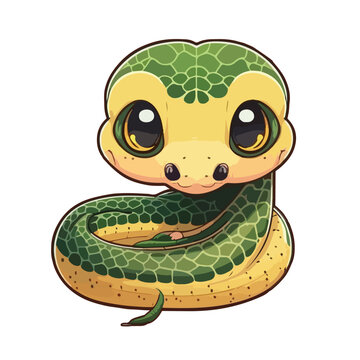cute anaconda cartoon style