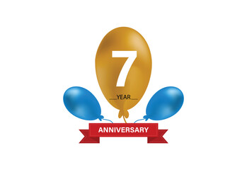 7th Anniversary celebration background. balloons Anniversary.