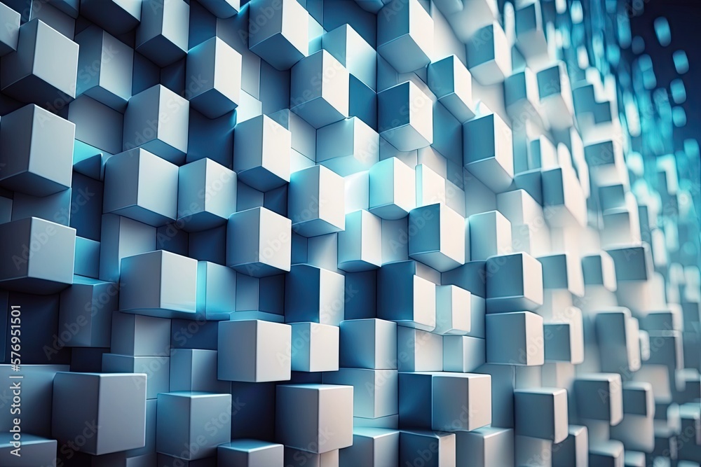 Poster waves of cubes are used to create a metallic, abstract background in 4k resolution. generative ai