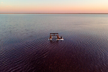 Mined salt in Lake Burlin. Altai. Russia. Bursolith. aerial view, view from top