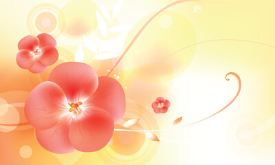 abstract red flowers vector greeting card interior wallpaper background