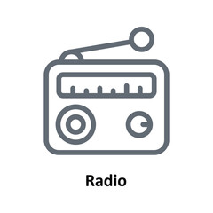 Radio  Vector   Outline Icons. Simple stock illustration stock