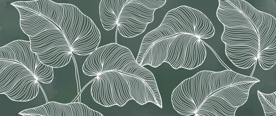 Vector green tropical illustration with white palm leaves for decor, covers, backgrounds, wallpapers