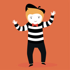 Cute cartoon man in a striped sweater and bow tie. Vector illustration.