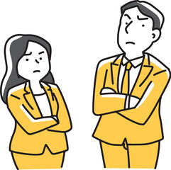 Fototapeta premium 腕を組んで見つめる男女会社員
