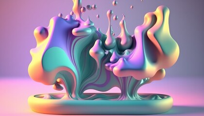 A pastel color palette forms the base of this mesmerizing liquid background. Generative AI