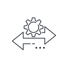 Movement, exchange of goods, services. Vector linear icon isolated on white background.