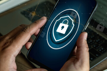 businessman working Digital crime cybercrime, computer internet security, and data protection.