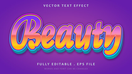 Modern Colorful Word Beauty Editable Text Effect Design