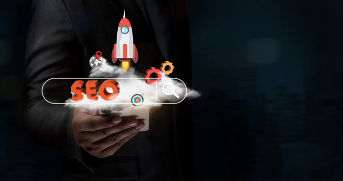 Search Engine SEO startup project man Searching information SEO performance