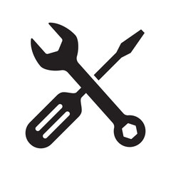 Screwdriver, wrench, tools and equipment icon isolated vector illustration.
