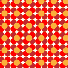 Seamless pattern with red and orange circles on a white background